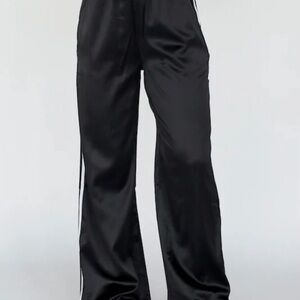 Women’s Wide Leg Athletic Track Pants with White Side Stripe